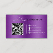 紫色の金属ブラシ鋼スクリプトQRコード 名刺 (裏面)