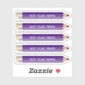 紫色の鉛筆名カスタム付きビニールシール シール (シート)