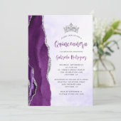 紫色の銀アガテウォーターカラーキンセアニラ 招待状 (スタンド正面)
