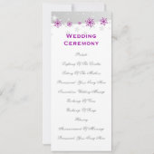 紫色の銀グレースノーフレーク結婚式プログラムカード 招待状 (裏面)