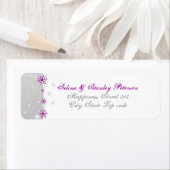 紫色の銀灰色の白い雪結婚片のラベル ラベル (インサイチュ)