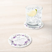 紫色の銀蝶キス赤ちゃんシャワー ラウンドペーパーコースター (インサイチュ)