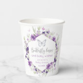 紫色の銀蝶キス赤ちゃんシャワー 紙コップ (裏面)