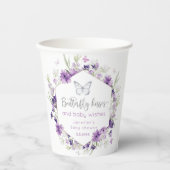 紫色の銀蝶キス赤ちゃんシャワー 紙コップ (正面)