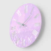 紫色の銀製のグリッター金属ローマのNumers ラージ壁時計 (傾斜)