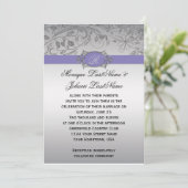 紫色の銀製の線条細工のモノグラムの結婚式招待状 招待状 (スタンド正面)