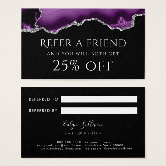 紫色の銀酸の参照カード (正面&裏面)