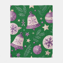 紫色の鐘と居心地の良いクリスマスフリースブランケット フリースブランケット