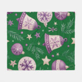 紫色の鐘と居心地の良いクリスマスフリースブランケット フリースブランケット (正面(横))