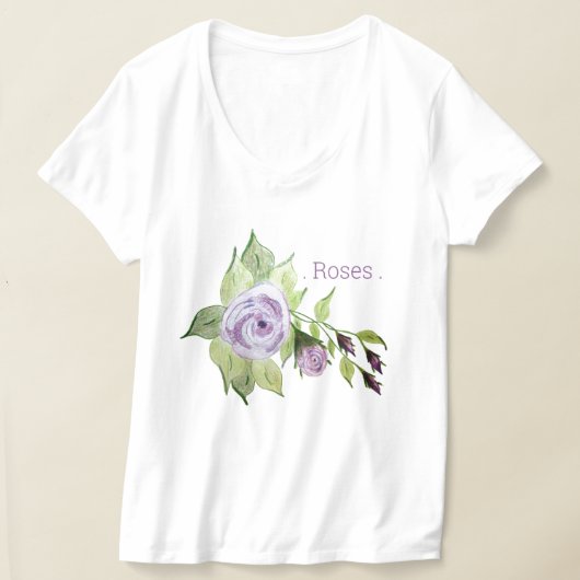 紫色の開花バラ Tシャツ (レイダウン)