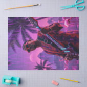 紫色の雨に魅了されたフラミンゴのロックスター 薄葉紙 (クラフト)