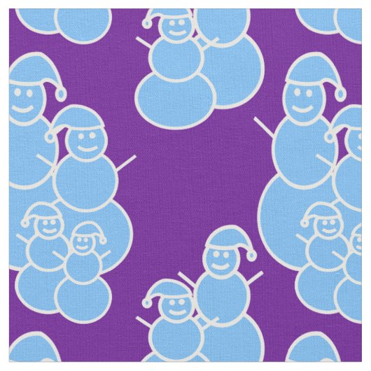 紫色の雪だるまの生地 ファブリック (クローズアップ)
