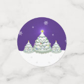 紫色の雪のクリスマスツリーテーブル紙吹雪 コンフェッティ (スモール正面)