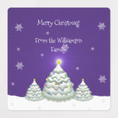 紫色の雪のクリスマスツリーベーキングラベル ラベル (デザイン1)