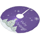 紫色の雪のクリスマスツリーホリデーツリースカート ブラッシュドポリエステルツリースカート (アングル)