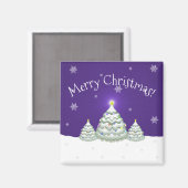 紫色の雪のクリスマスツリーマグネット マグネット (正面/裏面)