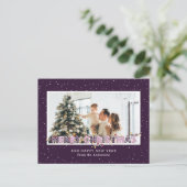 紫色の雪のクリスマスライト写真 シーズンポストカード (スタンド正面)