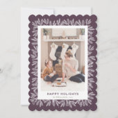 紫色の雪のトウヒの木のコーン家族の写真 シーズンカード (正面)