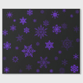 紫色の雪片が付いているゴシックの黒い包装紙 ラッピングペーパー (フラット)