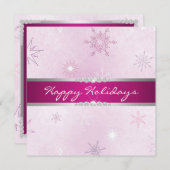紫色の雪片の休日の招待状 招待状 (正面/裏面)