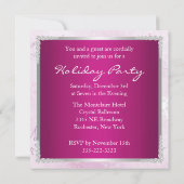 紫色の雪片の休日の招待状 招待状 (裏面)