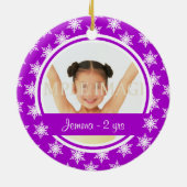 紫色の雪片の写真は個人化なります セラミックオーナメント (裏面)