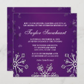 紫色の雪片のSWEET SIXTEENの誕生日 招待状 (正面/裏面)
