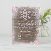 紫色の雪片は方法ベビーシャワーにあります 招待状 (スタンド正面)