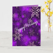 紫色の雪片-幸せな休日カード カード (黄色い花)