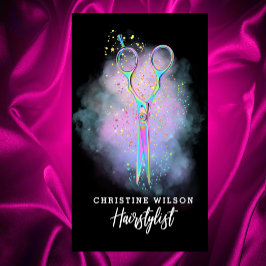 紫色の雲のヘアスタイリストの鋏 名刺