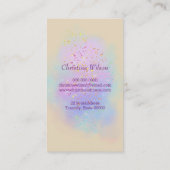 紫色の雲のヘアスタイルのはさみグリッター 名刺 (裏面)