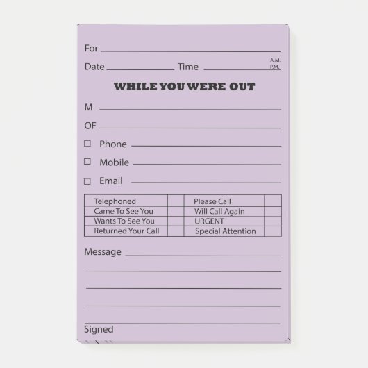 紫色の電話のメッセージのポストそれはあります ポストイット (正面)