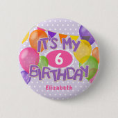 紫色の霜のクッキーwバルーン私の誕生日 缶バッジ (正面)