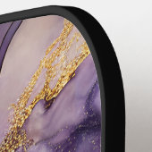 紫色の霜降りピックボールのパドルブラックハンドルと ピックルボールラケット (左詳細)