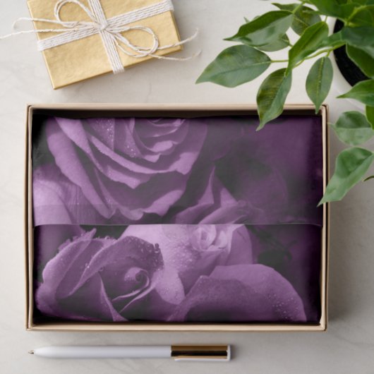 紫色の霞はカスタムな10lbティッシュペーパー-白い上がりました 薄葉紙 (ギフト)