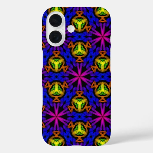 紫色の青いグローのジオメトリック抽象芸術ブラック Case-Mate iPhoneケース (裏面)