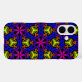 紫色の青いグローのジオメトリック抽象芸術ブラック Case-Mate iPhoneケース (裏面 (横))