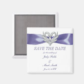 紫色の青いシルバースワンは日付磁石を保存 マグネット (正面/裏面)