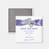 紫色の青いダイヤモンドハートは日付マグネットを保存 マグネット (正面/裏面)