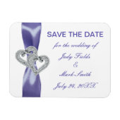 紫色の青いダイヤモンドハートは日付マグネットを保存 マグネット (横)