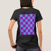 紫色の青いチェッ市松模様にクパターン Tシャツ (裏面)