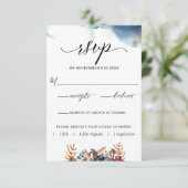 紫色の青いティール（緑がかった色）の水色W/Without Meal Choices 出欠カード (スタンド正面)