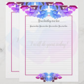 紫色の青いトランペットの花が付いたレターヘッド レターヘッド (正面/裏面)