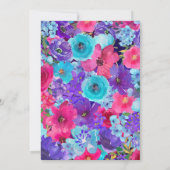 紫色の青いピンクのフローラ写真マザーズデイカード (裏面)