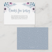 紫色の青いフローラの本ベビーの赤ちゃんシャワーカード エンクロージャーカード (正面/裏面)