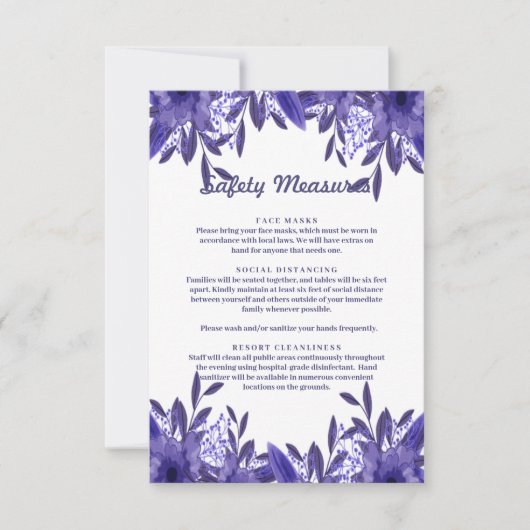 紫色の青いフローラの葉の安全対策カード (正面)