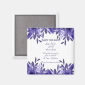 紫色の青いフローラの葉は日付磁石を保存 マグネット (正面/裏面)