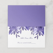 紫色の青いフローラの葉折り畳みテーブル座席表 プレイスカード (外部開封)