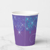 紫色の青いレースのスパークエレガントルダイヤモンドの外観 紙コップ (右)