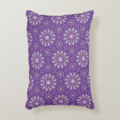 紫色の青い万華鏡のように千変万化するパターンピンホイールジオメトリパターン アクセントクッション (正面(垂直))